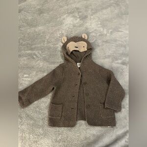GAP Baby Brown Monkey Knit Hooded Cardigan (18-24 months)